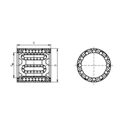 Linearkugellager KB-1-ST ISO-Reihe 1 mit Stahlmantel mit beids. Dichtung für Wellen-Ø 16mm, Technische Zeichnung