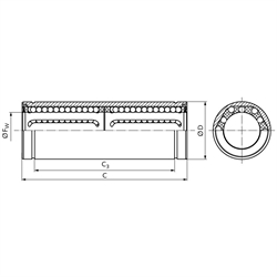 Tandem-Linearkugellager KBT-ST ISO-Reihe 3 beidseitig abgedichtet für Wellen-Ø 25mm, Technische Zeichnung