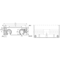 Quadro-Linearlagereinheit KGQ-3-O ISO-Reihe 3 Easy-Line mit Linear-Kugellagern mit Winkelausgleich mit beids. Dichtung für Wellen-Ø 16mm offene Ausführung, Technische Zeichnung