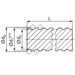 Kugelgewindespindel gerollt 16x5mm Länge 1495mm, Technische Zeichnung