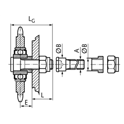 Befestigungsschraube M12 aus Edelstahl für Kettenspannräder KSP und KSP-R, Technische Zeichnung