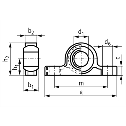 Stehlager igus igubal KSTM-10 Bohrung 10mm, Technische Zeichnung