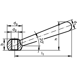 Kegelgriff DIN99 aus Stahl Ausführung N Kugeldurchmesser 32mm , Technische Zeichnung