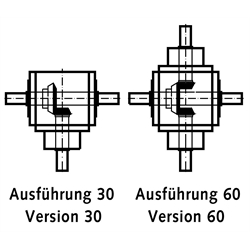 Kegelradgetriebe KU/I, Bauart L, 6:1, Technische Zeichnung