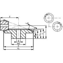 Kegelradsatz spiralverzahnt Modul 1,5 Zähnezahl 11/44 i=4:1 Material 42CrMo4 Zahnflanken induktiv gehärtet , Technische Zeichnung