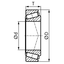 MÄDLER Kegelrollenlager 32007X Innen-ø 35mm Außen-ø 62mm Höhe 18mm, Technische Zeichnung