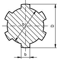 Keilwelle ähnlich DIN ISO 14 Profil KW 36x42 x 2000mm lang Stahl 42CrMo4, Technische Zeichnung