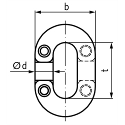 Notkettenglied RN für Rundstahlkette DIN 766 A Material 1.4401 Kettenstärke 6mm, Technische Zeichnung