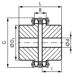 Kettenkupplung 08 B-2 1/2x5/16" 18 Zähne Nenndrehmoment 240 Nm, Technische Zeichnung