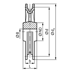 Unverzahnte Kettenräder, Kettenstärke 4mm, Technische Zeichnung