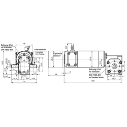 Kleingetriebemotor SE mit Gleichstrommotor 24V Größe 2 n2=411 /min i=7,3:1 , Technische Zeichnung