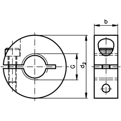 Geschlitzte Klemmringe mit Gewinde, Edelstahl rostfrei, Technische Zeichnung