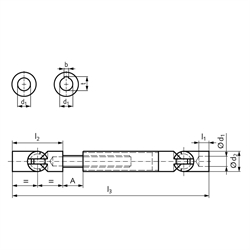 Ausziehbare Kugelgelenkwelle LW Bohrung 35H7 Außendurchmesser 60mm Stahl, Technische Zeichnung