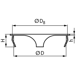 Krallen-Federring D=24mm rostfreier Stahl, Technische Zeichnung