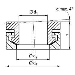 Kugelscheiben-Kegelpfannen-Kombination Innen-Ø 8,4mm Außen-Ø 17mm für Bolzen- Ø 8mm Stahl gehärtet vergütet, Technische Zeichnung