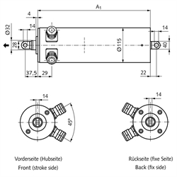 Linearantrieb MM 115 Hubgeschwindigkeit 5,0 mm/sec Hublänge 175 mm 3x 400V AC 50Hz, Technische Zeichnung