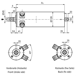 Linearantrieb MM 128 Hubgeschwindigkeit 4,4 mm/sec Hublänge 300 mm 3x 400V AC 50Hz, Technische Zeichnung