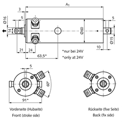 Linearantrieb MM 60 Hubgeschwindigkeit 0,7 mm/sec Hublänge 300 mm 1x 230V AC 50Hz, Technische Zeichnung