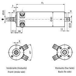 Linearantrieb MM 80 Hubgeschwindigkeit 0,5 mm/sec Hublänge 100 mm 3x 400V AC 50Hz, Technische Zeichnung