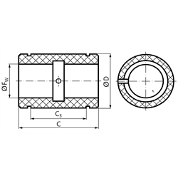 Lineargleitlager PO-3 aus Kunststoff ISO-Reihe 3, Premium, geschlossen, Technische Zeichnung