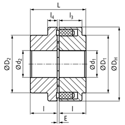 Elastische Nockenkupplung MAEPEX Grauguss Baugröße 95 Nenndrehmoment 100Nm max. Drehmoment 300Nm Außendurchmesser 95mm Gesamtlänge 72mm ungebohrt, Technische Zeichnung