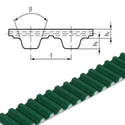 PU-Zahnriemen Profil T10 Breite 32mm Meterware 32 T10 PAZ = Polyamidgewebe auf der Zahnseite , Produktphoto