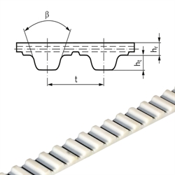 PU-Zahnriemen Profil T10 Breite 50mm Meterware 50 T10 (Polyurethan mit Stahl-Zugsträngen gepackt 2 x 25mm) , Produktphoto