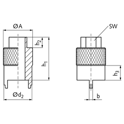 Montagewerkzeug für Präzisions-Nivellierelement mit Einstellgewinde M24x1,5, Technische Zeichnung