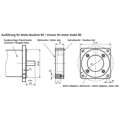 Motor-Adaption MPS Größe 60 Außen 90 x 90 x 27mm Lochkreis-Ø 100mm M6 Zentrier-Ø 80mm, Technische Zeichnung