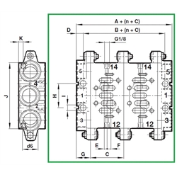 Verkettungsplatten Form C, Technische Zeichnung