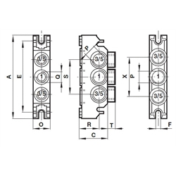 Endplatten, Alle Anschlüsse geschlossen (Universal) Norgren CQM/22253/3/28 ISO 2, Technische Zeichnung