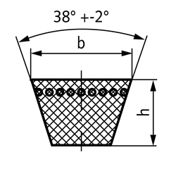 Keilriemen Profil A (13) Richtlänge 1605mm Innenlänge 1575mm , Technische Zeichnung