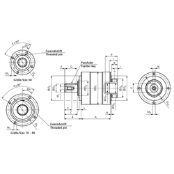 Planetengetriebe MPL Größe 90 Übersetzung i=5 1-stufig, Technische Zeichnung