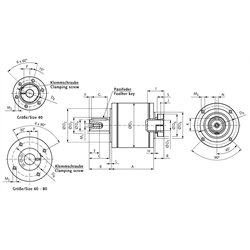 Planetengetriebe MPS Größe 80 Übersetzung i=80 3-stufig, Technische Zeichnung