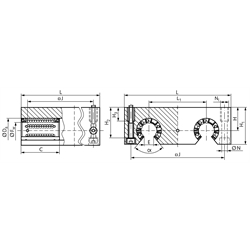 Quadro-Linearkugellager- Einheiten KGQ-3-O ISO-Reihe 3 offen Premium, Technische Zeichnung