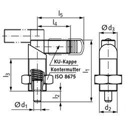 Rastriegel 612 Form AK-N M16 x 1,5 Ø6mm , Technische Zeichnung