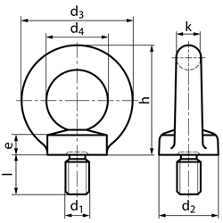 Ringschraube M6 x 11 Edelstahl A4 gegossen, Technische Zeichnung