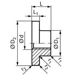 Flanschmutter mit Trapezgewinde DIN 103 Tr.32 x 6 eingängig rechts Rotguss Rg7 , Technische Zeichnung