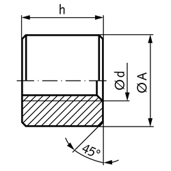 Runde Trapezgewindemutter DIN 103 Tr.40 x 7 eingängig links Länge 60mm Aussendurchmesser 80mm Edelstahl 1.4305 , Technische Zeichnung