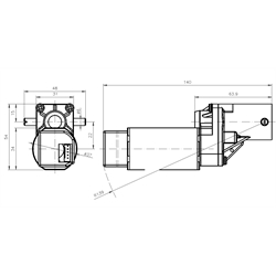 Linearantrieb SFL mit Gleichstrommotor Betriebsspannung 12V-24V Nominale Hubkraft 400(200)N mit Hall-IC , Technische Zeichnung