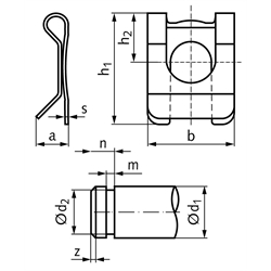 SL-Sicherung aus verzinktem Stahl Größe 8 für Bolzendurchmesser 8mm, Technische Zeichnung