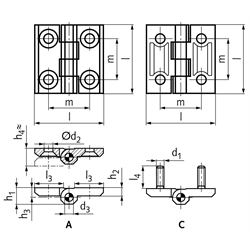 Scharniere M237, Zink-Druckguss, Technische Zeichnung