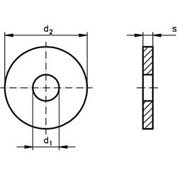 Scheibe DIN 6340 für Gewinde M20 Vergütungsstahl Klasse 10 Außendurchmesser 50mm Breite 6mm , Technische Zeichnung