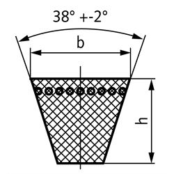 Hochleistungs-Schmalkeilriemen XPB EPDM Wirklänge 2430 mm, Technische Zeichnung
