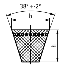 Hochleistungs-Schmalkeilriemen XPZ EPDM Wirklänge 925 mm, Technische Zeichnung