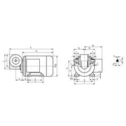 Schneckengetriebemotor MEG 250 Watt 230/400V 50Hz IE2 i=5:1 Abtriebsdrehzahl ca. 560 /min Md2=3,5Nm (Betriebsanleitung im Internet unter www.maedler.de im Bereich Downloads), Technische Zeichnung