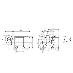 Schneckengetriebe- Motoren MEK, bis 13 Nm, 14 bis 280 1/min, Technische Zeichnung