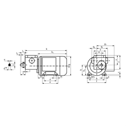 Schneckengetriebemotor MZ 90 Watt 230/400V 50Hz IE1 i=750:1 Abtriebsdrehzahl ca. 1,9 /min zulässiges Md2=7,1Nm (Betriebsanleitung im Internet unter www.maedler.de im Bereich Downloads), Technische Zeichnung