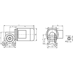 Schneckengetriebemotor RH 180 Watt 230/400V 50Hz IE2 i=20:1 Abtriebsdrehzahl ca. 70 /min Md2=15Nm (Betriebsanleitung im Internet unter www.maedler.de im Bereich Downloads), Technische Zeichnung