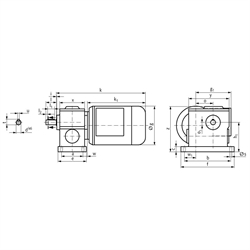 Schneckengetriebemotor RM 120 Watt 230/400V 50Hz IE2 i=100:1 Abtriebsdrehzahl ca. 28 /min Md2=23Nm (Betriebsanleitung im Internet unter www.maedler.de im Bereich Downloads), Technische Zeichnung